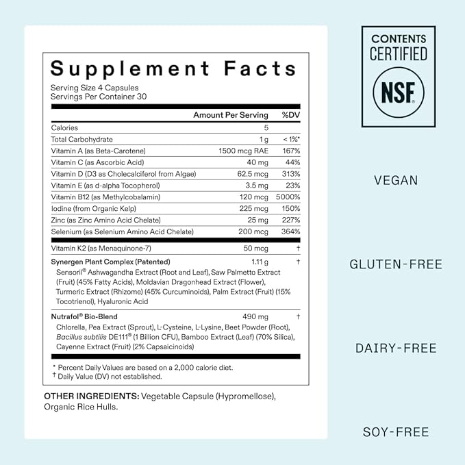 Nutrafol Women's Hair Growth Supplements, For Women 18-44 Years Old, Clinically Tested for Visibly Thicker, Stronger Hair, 100% Vegan Ingredients, Dermatologist Recommended - 1 Month Supply