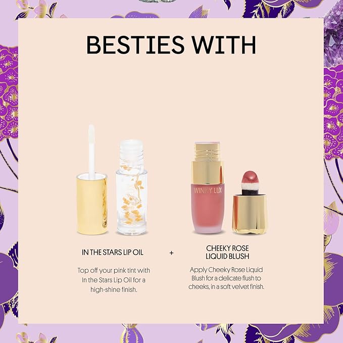 Winky Lux Amethyst Glimmer Balm – Nourishing pH Lip Balm with Color Changing Tint, Hydrating Ceramides Soften Lips, Coconut Scent