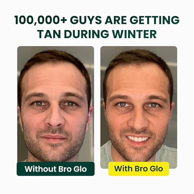 Bro Glo Self Tanner for The Boys - Quick Application Foam Mousse - Easy Sunless Tan For Your Face - Oil Free Water Based for Faster Skin Drying
