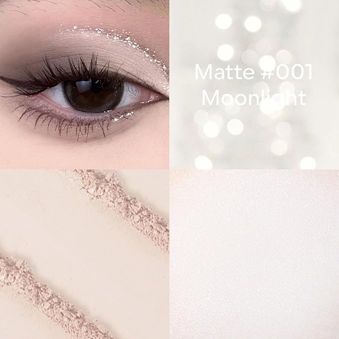 KYDA 2 Colors Single Matte Eyeshadow, Off White Vanilla + Nude Beige Brown, Ultra-fine Lightweight Powder, Daily Matte Pressed Eyeshadow, Moonlight & Milk Tea