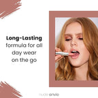 nude envie Lip Gloss - Certified Vegan Lipgloss Cruelty-Free and Paraben Free - Enriched Peptides, Vitamin E and Jojoba Oil (Peaceful)