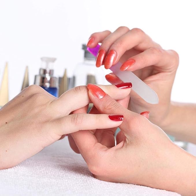 6 Pack Glass Nail File with Case, Crystal Fingernail Files Set, Double Sided Finger Nail Files, Professional Manicure Nail Care for Women, Christmas Gifts Stocking Stuffers