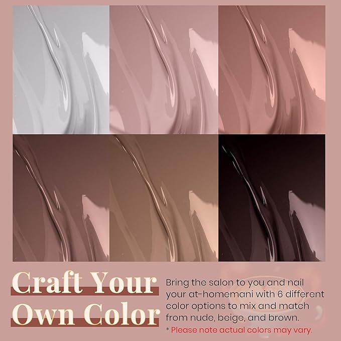 Beetles Winter Gel Polish Colors Brown Beige Mauve Pink Nude White Neutral 6 Colors Gel Nail Polish Set for Nail Art Manicure Soak Off Uv LED Nail Lamp Needed Gifts for Women Coffee Time