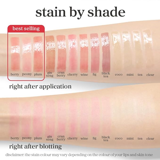 NOONI Korean Lip Oil - Appleginseng | Lip Stain, Long-Lasting, Moisturizing, Plumping, Revitalizing for Dry Lips, Waterproof, No Peel Off, Korean Lip Tint, Stocking Stuffers, Cute Things, 0.12 Fl Oz