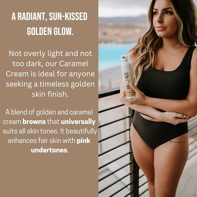 Self-Tanning Mousse – Rich Caramel Cream | Vegan & Cruelty-Free | Fast-Dry, Streak-Free, Lightweight Foam for Face & Body | Golden Undertones, Long Lasting Glow | 200ml/6.7oz
