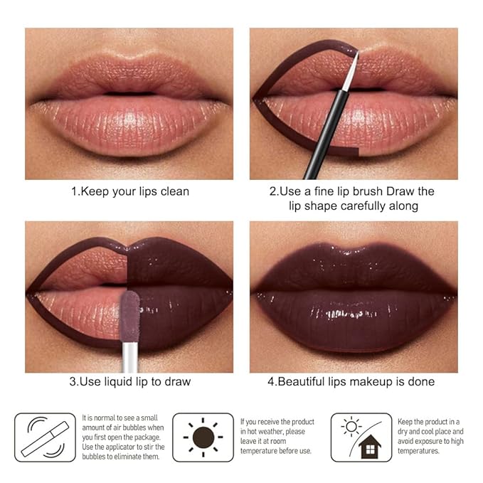 Kaely Longwear No-Budge Lipstick for Women, Highly Pigmented Liquid Lip Color Makeup, Non-Transfer Lip Gloss Stain Waterproof Smudge Proof 24 Hour, Instant Shine, Vegan & Cruelty-Free, 22 CHOCOLATE