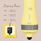 Portable Mini Travel Blow Dryer Brush for Women, Light Weight Dual Voltage 110V-120V/220V-240V Hot Air Brush with International Power Adaptor