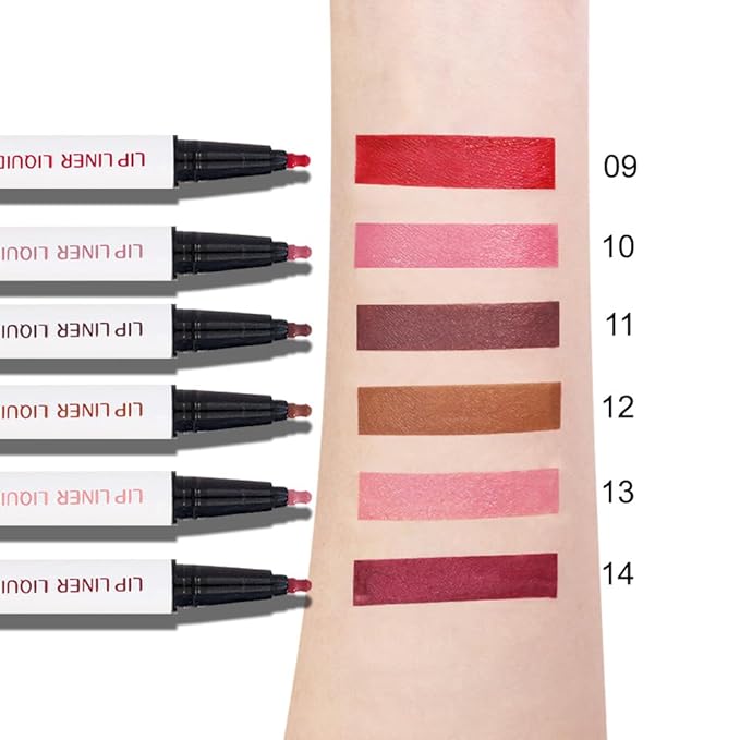 Kaely 3Pcs Ruby Red Dusty Pink Warm Pink Longwear Liquid Lip Liner Waterproof, 24 Hour Long Lasting Lip Liner Stain Marker Pen, 2-in-1 Matte Semi Permanent Lipliner & Lipstick, 09+10+13