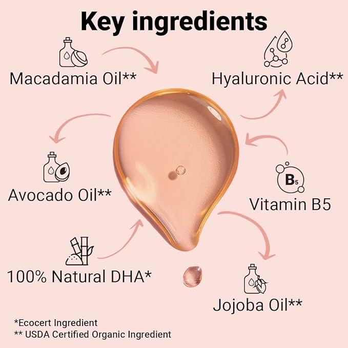 Self Tanner Oil - Natural Sunless Tanning Spray w/Hyaluronic Acid and Organic Oils, Clear Gradual Fake Tan Sprayer for Perfect Golden Glow 8.0 fl.oz