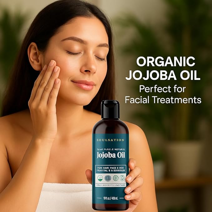 Organic Jojoba Oil for Skin, Hair & Face (8oz) | 100% Pure, Natural Cold Pressed - Hydrating Carrier Oil Hexane Free