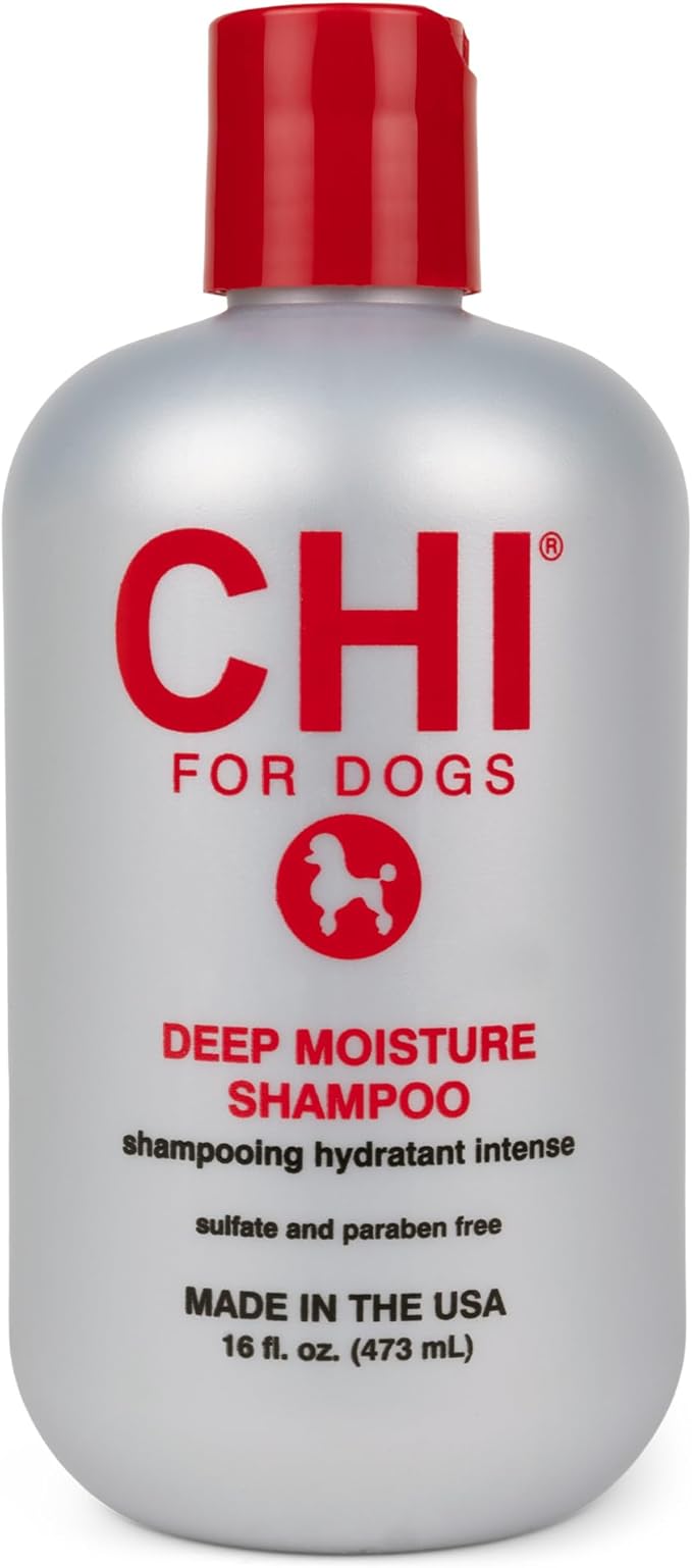 CHI for Dogs Deep Moisture Shampoo - Best Hydrating Formula for Dry Skin - Moisturizing Dog Wash with Soothing Ingredients - Paraben and Sulfate Free - Made in USA, 16 Fl Oz