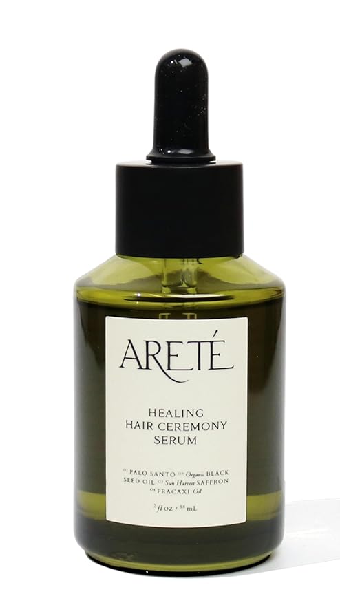 ARETÉ Healing Hair Oil Ceremony Serum, Botanical Scalp Serum with Essential Oils, Lightweight Nourishing Oil for Balanced Scalp, Frizzy Hair & Fuller-Looking Hair, 2oz