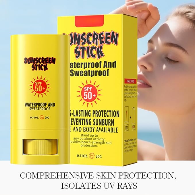 Sunscreen Stick for Face and Body,2 Pack Non-Sticky Outdoor Sun Sticks,Sweat & Water-Resistant,Non-Sticky and Long Lasting,Refreshing Sunscreen Sport Sticks for All Skin Types,0.72 Oz/20g