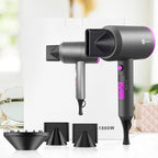 slopehill Professional Ionic Hair Dryer, Powerful 1800W Fast Drying Low Noise Blow Dryer with 2 Concentrator Nozzle 1 Diffuser Attachments for Home Salon Travel