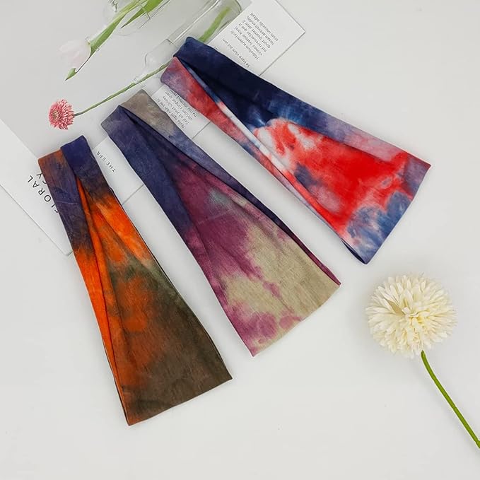 Headbands For Women Workout Wide Headband Yoga Head Bands For Women's Hair Accessories Fashion Band Tie Dye 6 Pack