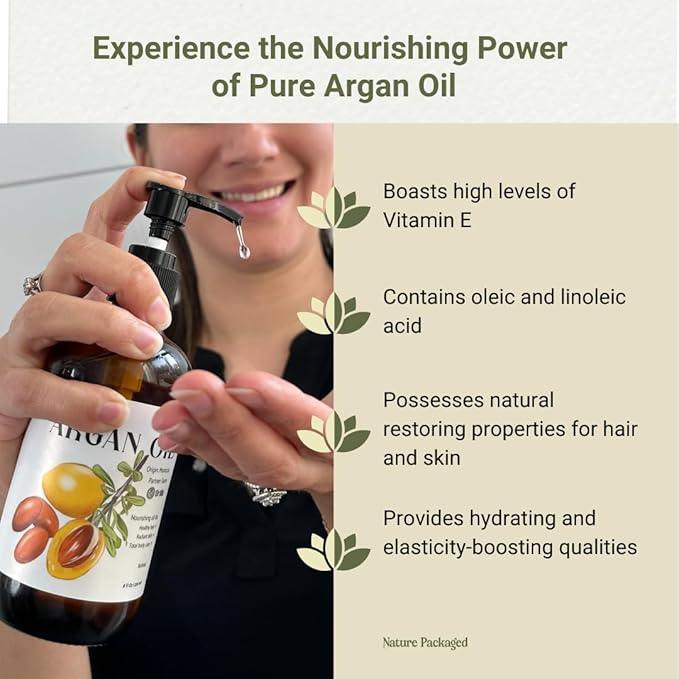 Argan Oil for Hair Growth Oil 16oz (Aceite de Argan) - 100% Pure Cold Pressed Moroccan Oils - Suitable for Colored & Damaged Hair, Face, Body Oils, Nail & Scalp