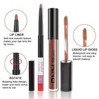 evpct 2Pcs Medium Brown Beige Lip Liner and Matte Lipstick Makeup Sets Vegan Lipstick Lip Liner and Gloss Set Long Lasting Waterproof labiales mate 24 horas originales matte larga duracion 24 25#