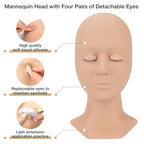 LASHVIEW Lash Extension Kit, Eyelash Extension Kit,Professional Eyelash Mannequin Head Kit with 4pc Removable Eyelids, Lash Kit for Eyelash Extensions Beginners,Training Makeup and Eyelash Graft