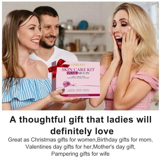 Skin Care Set,6 Pcs Korean Snail Mucin Essence Anti-aging Moisturize Repair Soothe Hydrate,Glass Skincare Kit for Dull & Dry Skin,Skincare Gift Set Teens Stocking Stuffers Christmas Gifts for Women