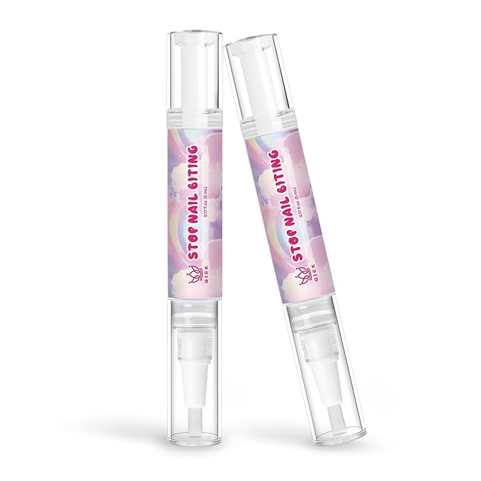 2 Packs Nail Biting Treatment for Kids Stop Biting Pens Prevention Thumb Sucking Deterrent Nail Polish Fast Dry Long Lasting Non Toxic Natural Nail Care Pen for Children Teens Adults Biters(10ML)