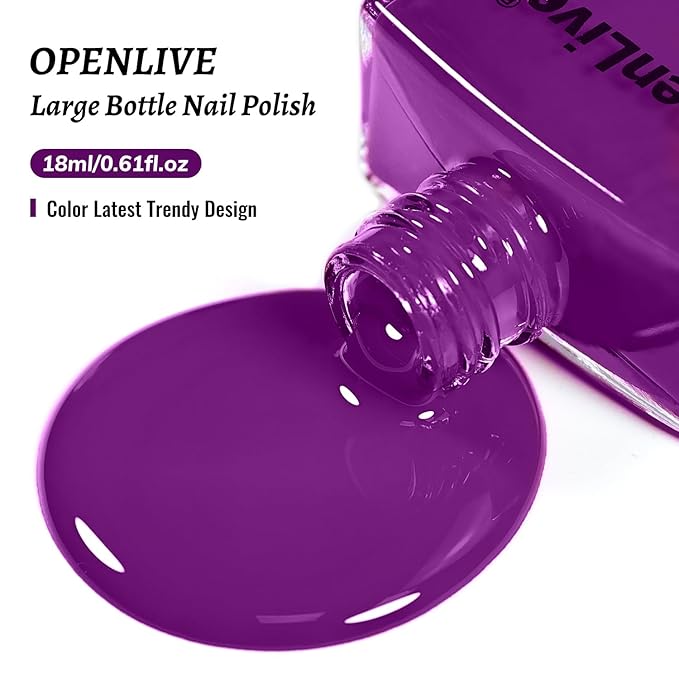 18ml Purple Nail Polish Large Volume Quick Drying Nail Polish, Fast Drying and Long Lasting Color Nail Art DIY Home Manicure Gift for Women