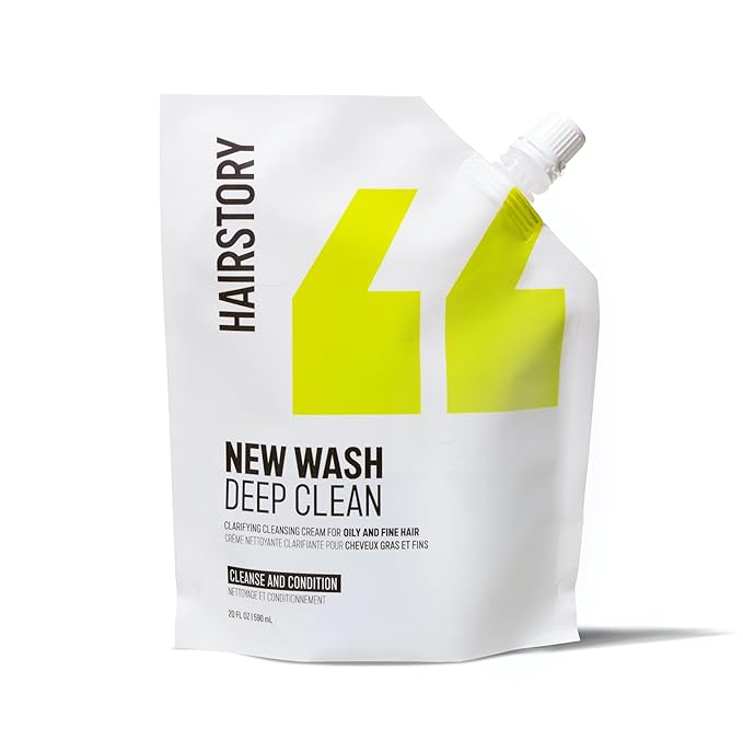 Hairstory New Wash Deep Clean Refill, Clarifying Cleansing Cream for Oily & Fine Hair, Detergent Free Shampoo & Conditioner Alternative, 20oz