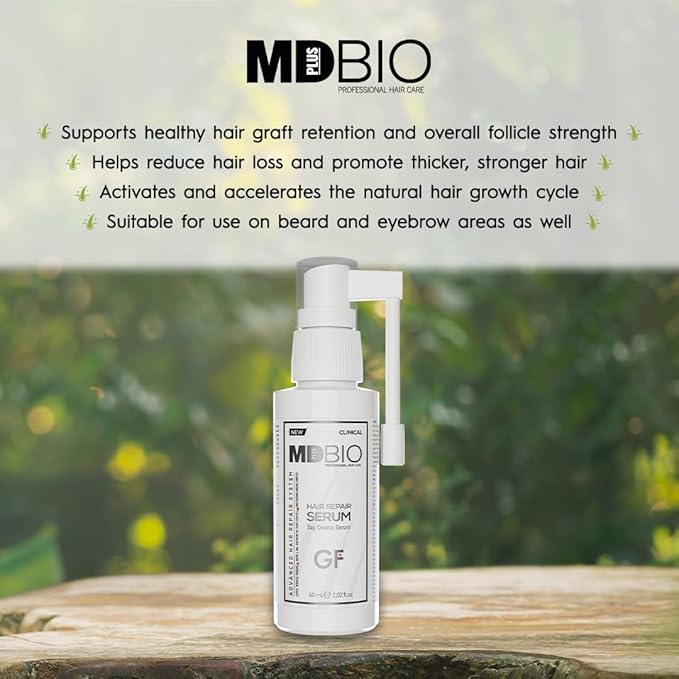 MD PLUS BIO Hair Repair Serum - Thicker, Fuller, Hair Loss and Thinning Treatment Serum - Women and Men Hair Care Products Spray - All Hair Types - 2.02 Fl oz (60 ml)