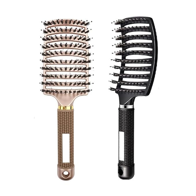 Voremy Magical Brush Detangler, Voremy Hair Brush, Vormey Ultra Detangler Brush, for Wet or Dry Detangling Hair Brush for Men, Women and Kids, Long, Thick, Thin, Curly & Tangled Hair (Black+Gold)
