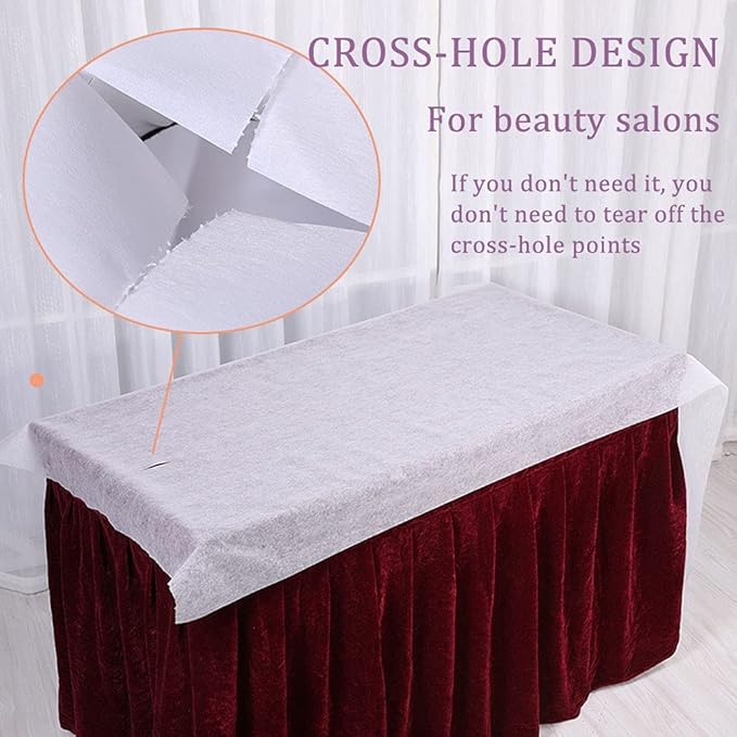 3 Roll Disposable Non-Woven Bed Sheet, 50 Pcs/Roll Massage Table Sheets, 31.5" X 70"Salon Beauty Facial Bed Cover for Massage, Lash, Tattoo Bed, Spa