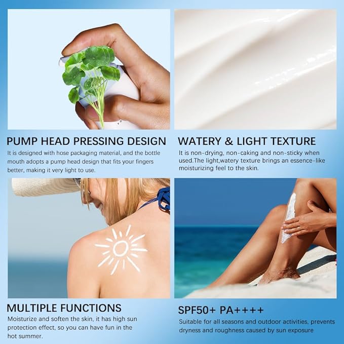 2 Pcs Centella Sunscreen, Light & Hydrating Centella SPF50 Water-Fit Sun Serum for All Skin Type and UV Defense.