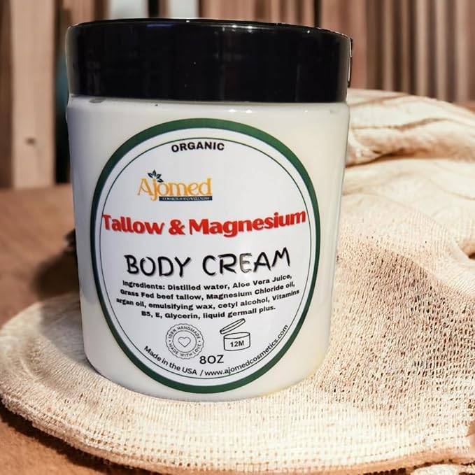 Tallow & Magnesium Body butter - Grass Fed tallow Magnesium Cream- Handmade tallow moisturizer for Cracked, Dry, Itchy skin- eczema cream- diaper rash- dry skin body care (FRANKINSCENCE)