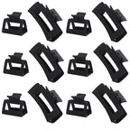 12 Pack Black Square Claw Clips, Big and Small Neutral Rectangle Hair Claw, Non-slip Matte Large Hair Clips for Women,Strong Hold jaw clip for Thick Thin Hair