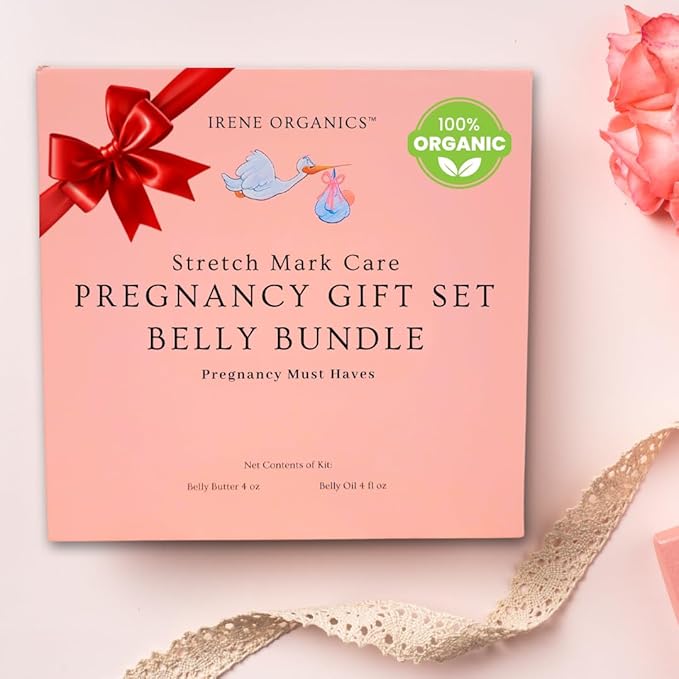 Belly Bundle by Irene Organics - Organic Belly Butter and Oil for Pregnancy Stretch Mark Prevention and Treatment - Award Winning Skincare For Pregnancy and Postpartum - Mother's Day Gift Set (Small)