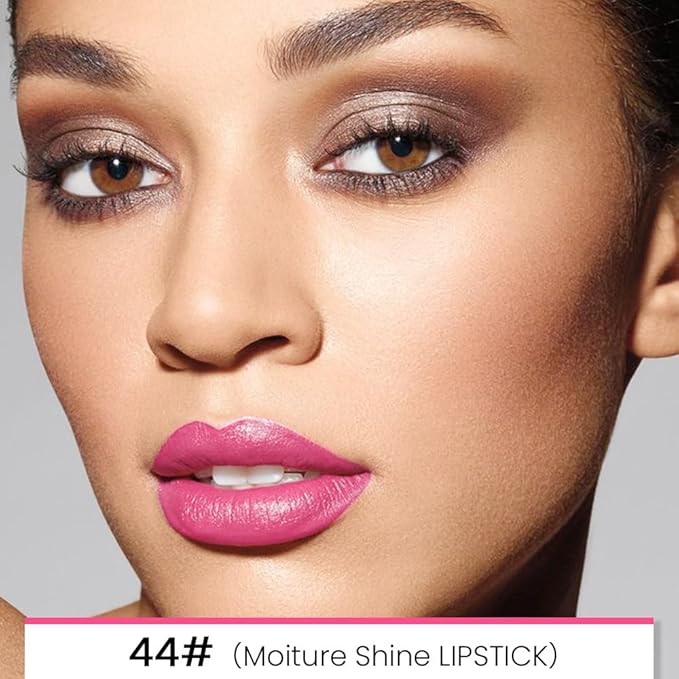 evpct 1Pcs Bright Cool Pink Shine Lip Liner and Lipstick Combo Set Kit for Women, Moisturizing Glossy Tinted Lip Stick Balm, Sheer Shine Juicy Finish, Lightweight Hydrating Formula Lip Care 44#