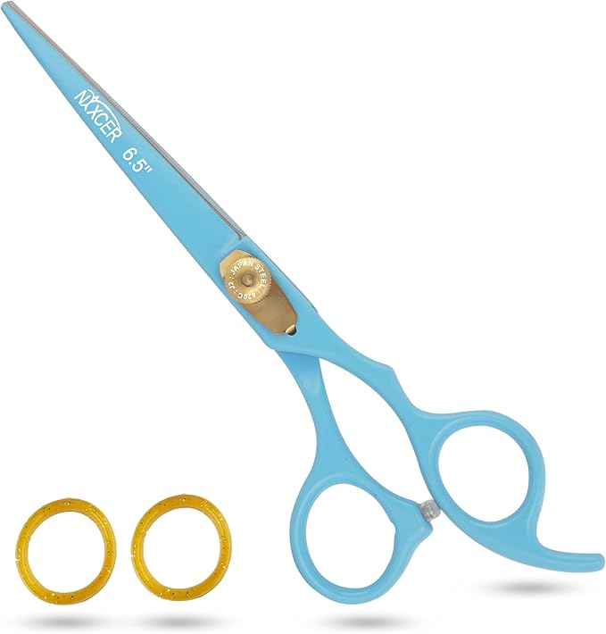 Hair Cutting Scissors -Sharp Razor Edge Blade Hair Shears Series - 6.5" With Fine Adjustment – Stainless Steel Hair Scissors Professional For Men, Women & Babies (Sky Blue)