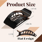 8 Pack Black Flat Hair Clips for Women – Large Glossy Rectangle No-Slip Claw Clips for Thick & Thin Hair, Strong Hold Square Hair Accessories for Work & Daily Styling