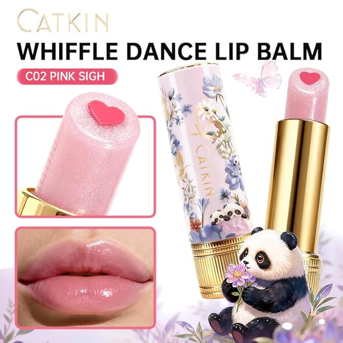Tinted Lip Balm with Colorful Serum Core, CATKIN Cute 2-in-1 Pink Lip Balm Gloss, Moisturizing with Jojoba Oil Hyaluronic acid, Citrus Tea Flavor, Trendy Lip Care for Women & Girls - C02 Pink