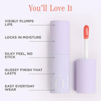 Cote Beauty's Peptide Lip Shine in Branson, Ultra Hydrating & Long-Lasting Coral Plumping Lip Gloss for Women with Hyaluronic Acid, Shea Butter & Jojoba Oil, Vegan & Cruelty-Free, 0.12 Fl Oz