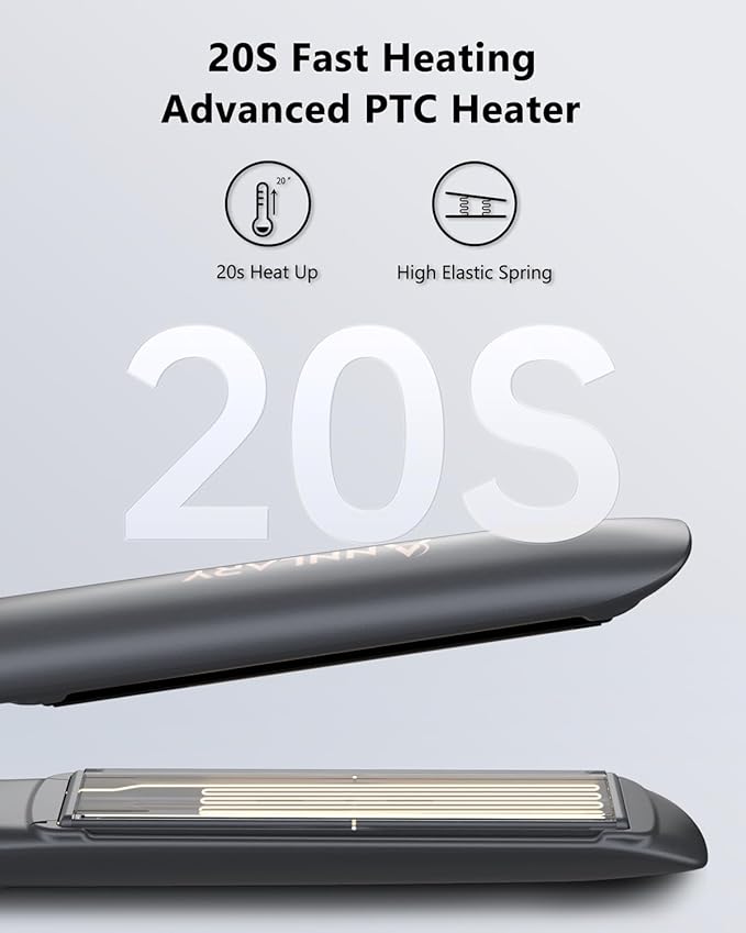 Hair Straightener 1 Inch Flat Iron and Curler 2 in 1 Titanium Ceramic Ionic Dual Voltage Straightener with Heat-Resistant Silicone, for Less Frizz, Shinier & Smoother