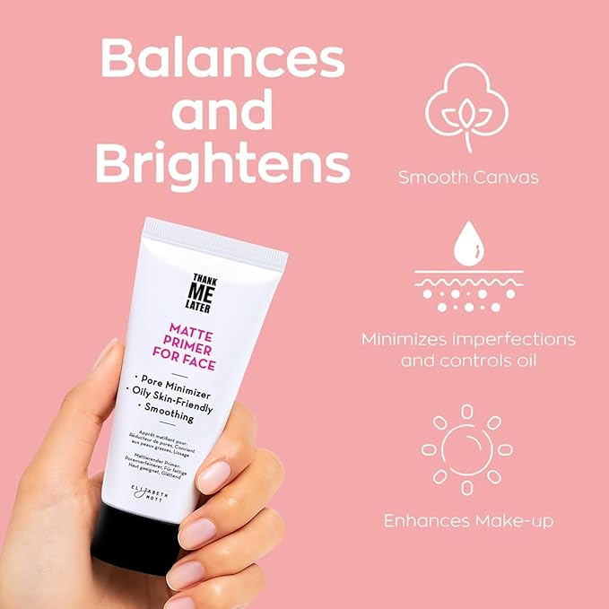 Elizabeth Mott Thank Me Later Face & Eye Primer – Long-Lasting Matte Makeup Base, Pore Minimizer, Oil & Shine Control, Wrinkle Blurring, Crease Prevention, Smooth Finish for All-Day Wear – 10g & 30g