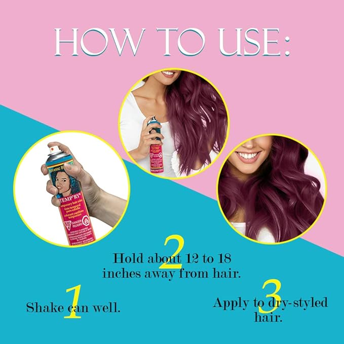 Jerome Russell Temp'ry Spray-on Burgundy Hair Color, 2.2oz x 3 pack