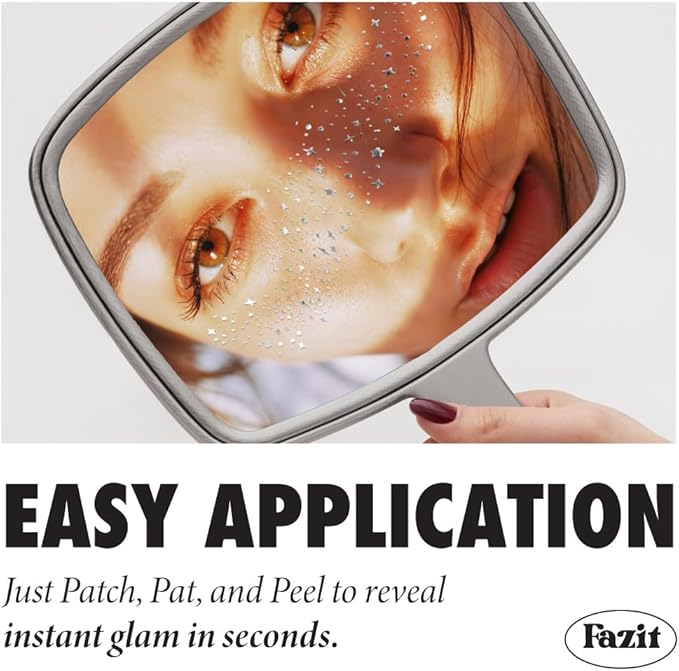 Fazit Makeup Patches - Silver Speckles - Glow Up Make-Up Patches - Cute Glitter Makeup Accessories for Women - Cosmetic Glitter for Face