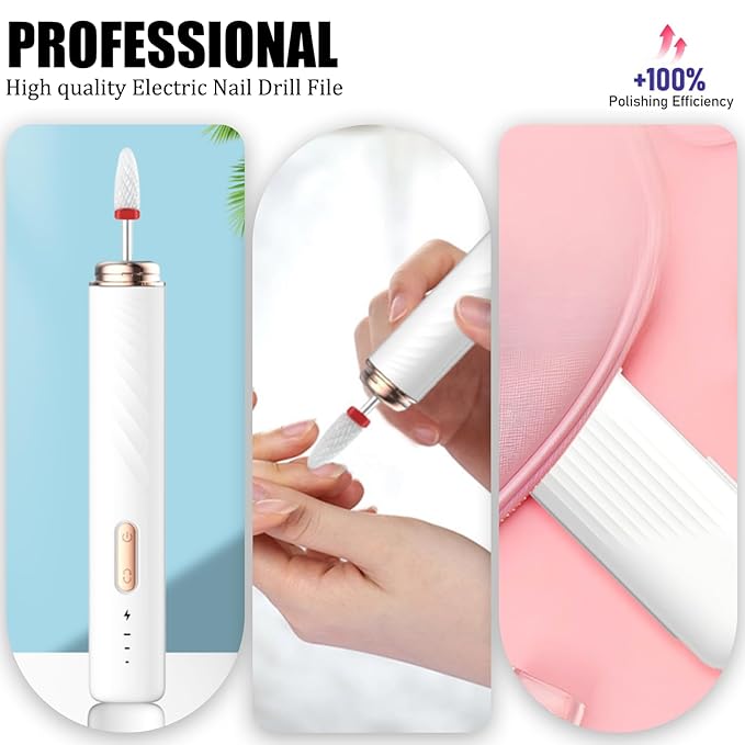 Professional Cordless Nail Drill Kit - Electric Nail File for Manicure Pedicure, Rechargeable & Portable with 6 Bits, Dust Collector, Quiet 30,000 RPM - Gifts for Women/Nail Tech
