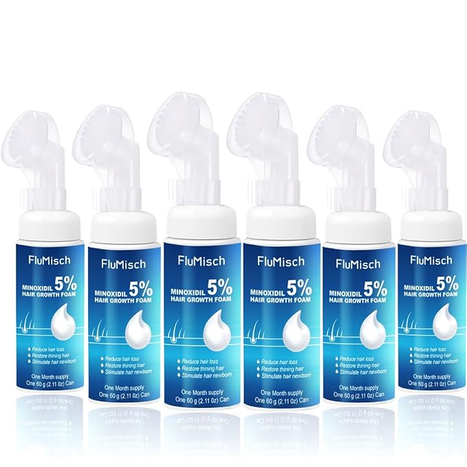 5% Minoxidil Foam for Men, 5% Biotin and 5% Minoxidil Use for Hair Growth, Slows Hair Loss and Promotes Hair Regrowth, 6 Month Supply (6Pcs)