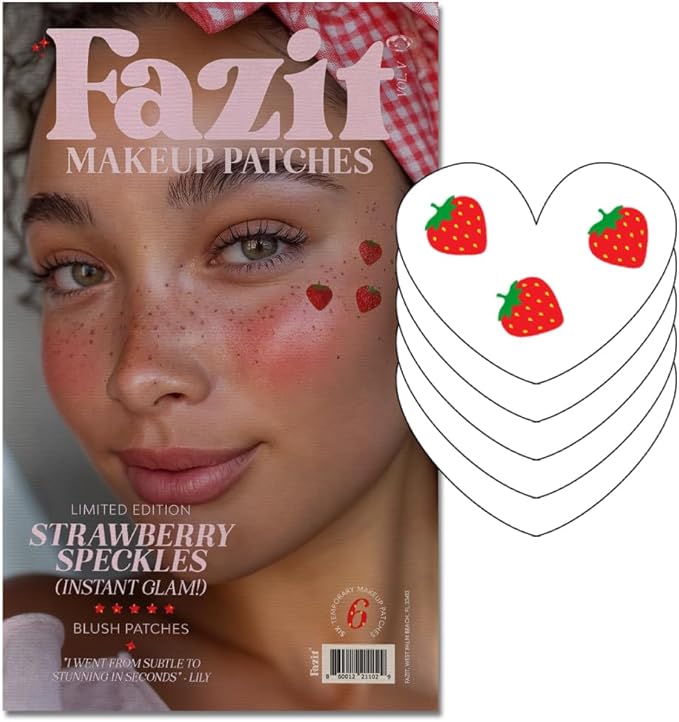Fazit Makeup Patches - Strawberry Speckles - Glow Up Make-Up Patches - Cute Glitter Makeup Accessories for Women - Cosmetic Glitter for Face