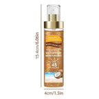 Body Glow Oil, SPF 45 PA+++, Sunscreen Body Oil with AMBER Mica, Moisturizing Coconut with Vitamin E, Glow Moisturizer, Lightweight, Water Resistant, 3.72 fl oz (#3 AMBER)