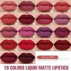 evpct 1Pcs Deep Red Liquid Matte Lipstick Lipgloss Set for Women, labiales mate 24 horas originales matte larga duracion 24 Hour Lipstick Lip Stains Long Lasting Waterproof 24, 18#