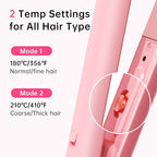 Mini Flat Iron 1 Inch Ceramic Mini Hair Straightener, Small Flat Irons for Short Hair, Curls Bangs, Dual Voltage for Travel,Dual Voltage for Worldwide Use, Pink