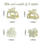 16Pcs Medium Claw Hair Clips for Women Girls,Matte Rectangle Double Row Teeth Flower Semicircle Small Claw Clips for Thin/Medium Thick Hair, Jaw Clips Nonslip Clips (Beige,Khaki,Brown,Black)