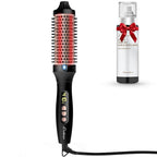 Infrared Bounce Brush, Heated Thermal Round Brush with Negative Ion Technology, 10 Heat Settings for Blowout Look with Hair Care Oil, Straightening & Curling, Suitable for All Hair Types, Black